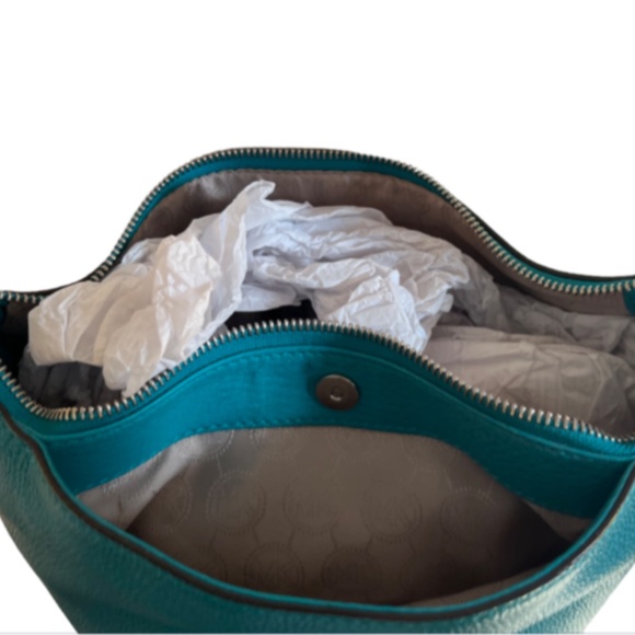 Teal Pebbled Leather Shoulder Bag - Picture 6 of 16